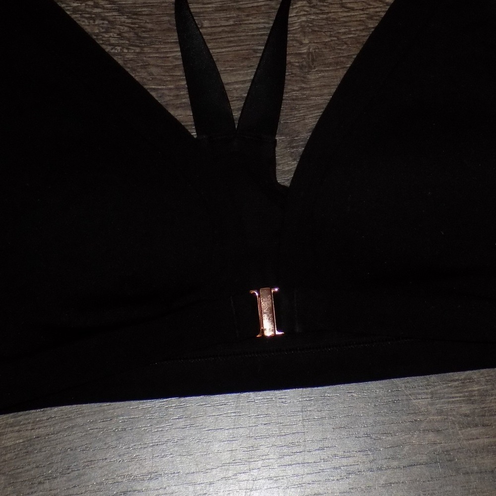 Athleta Front Closure Swimsuit Bikini Top Size S Black Excellent - Picture 2 of 5